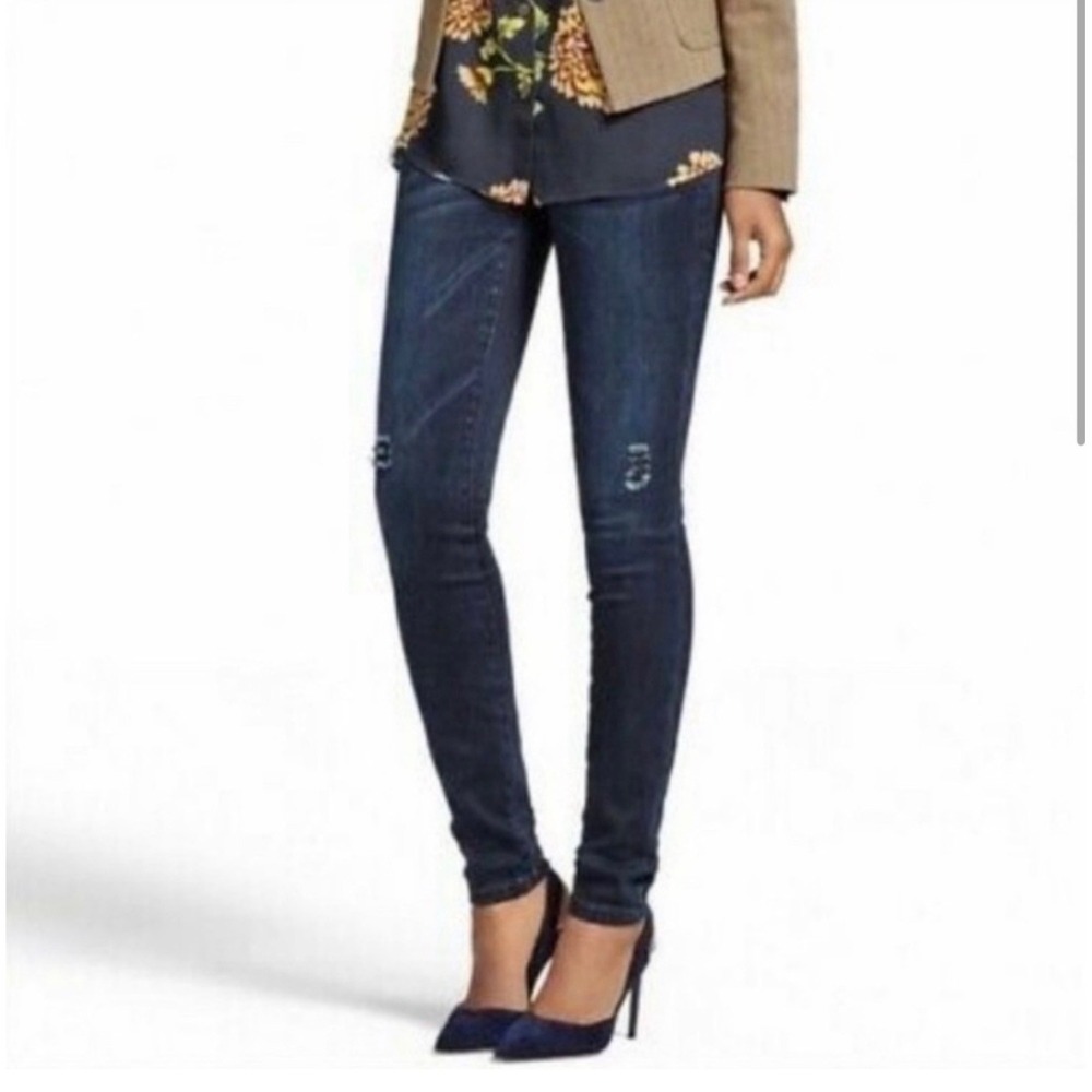 Cabi Jeans 3194 Dark Dusk Curvy Skinny Distressed 8 Dark Wash Denim Stretch